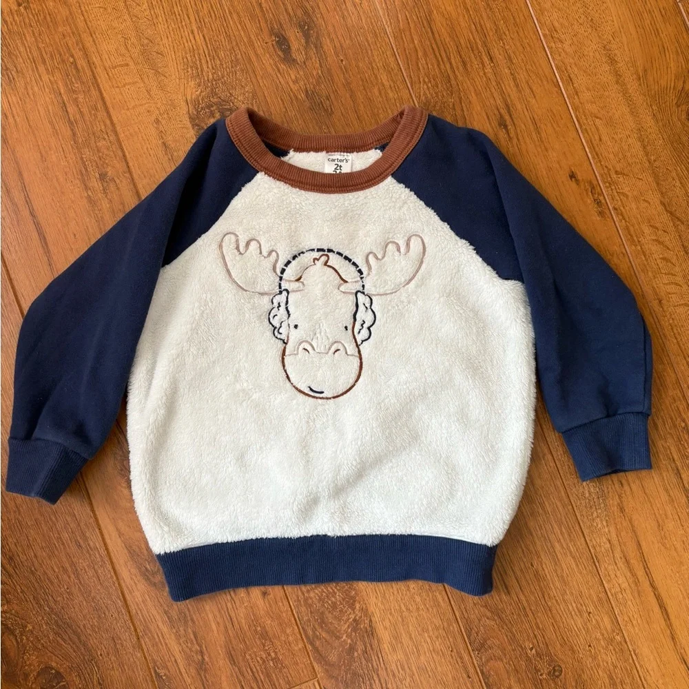 Carter's Navy and Cream Moose Sweatshirt